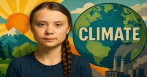 Greta Thunberg, climate activist speaking at a rally